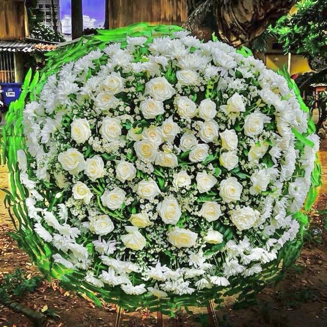 Monsenhor branco com rosas brancas